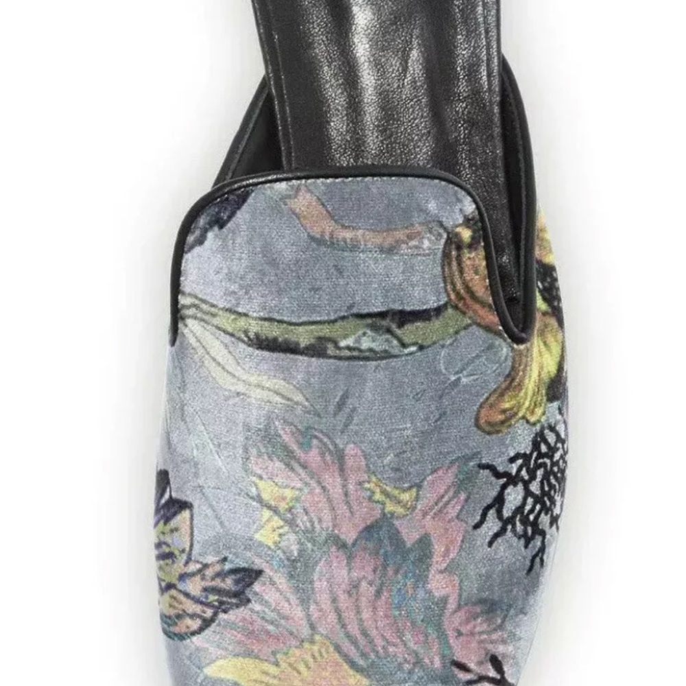 Rag & Bone Savoy Floral Print Velvet Slide Flats Grey Size 8 $425 NWT!! - Picture 7 of 10